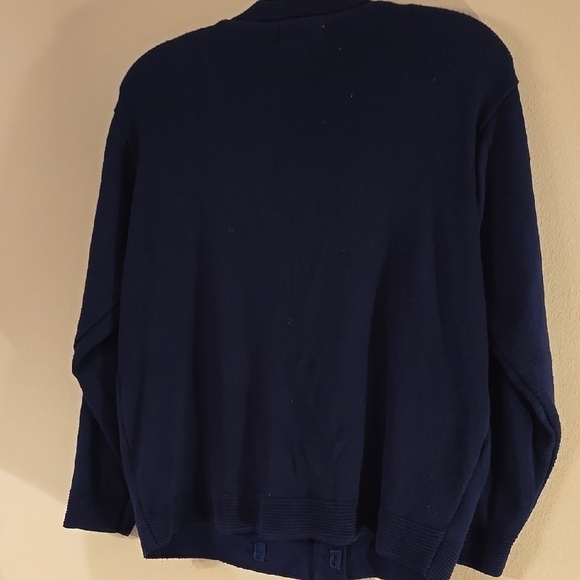 Vintage Blue V-Neck Cardigan Sweater with Relaxed Fit P2P 22 - Picture 3 of 4